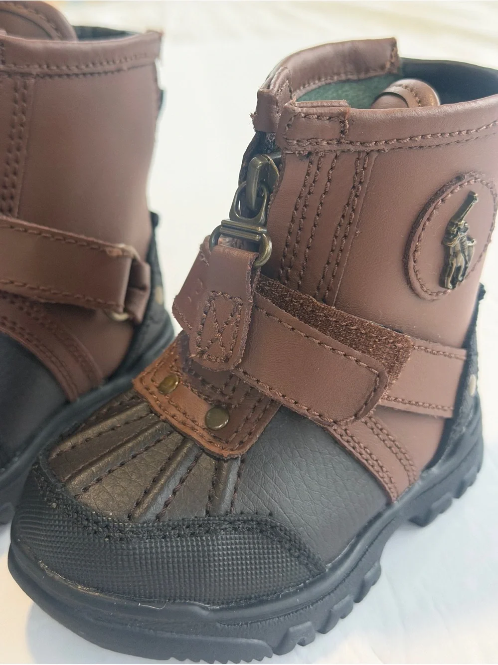 Polo Ralph Lauren Toddler Boys Sz 4 Leather Duck Boots Cold Weather NWT